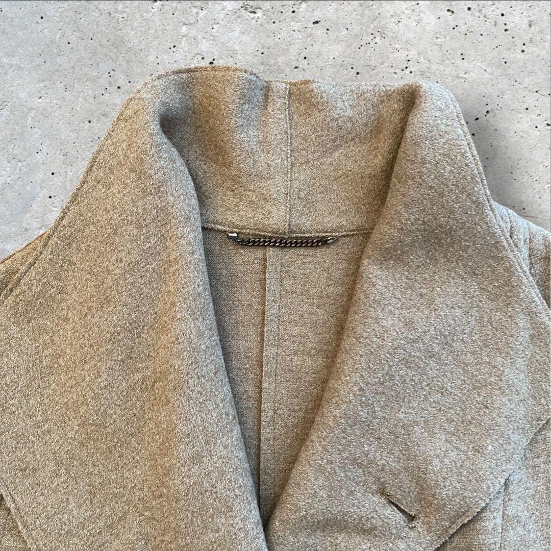 オンワード 自由区 ウール100% スタンドカラー ミドル丈コート