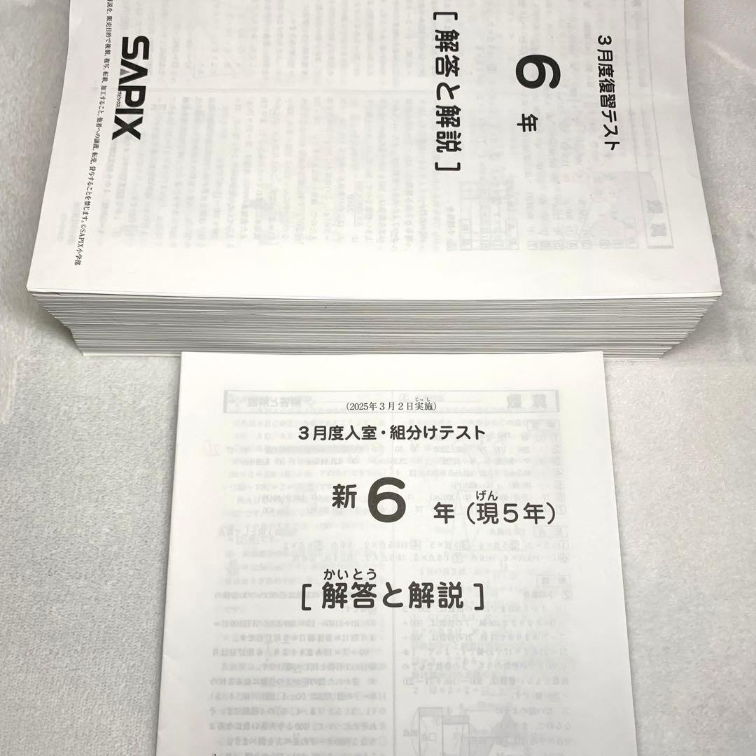 サピックス 2025年度新6年(現5年)3月度入室組分けテスト→12月年間