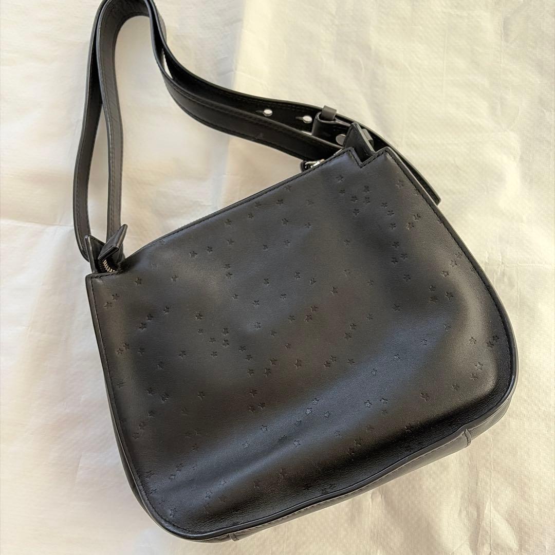 All Saints ブラックレザー ショルダーバッグ 星形模様 本革
