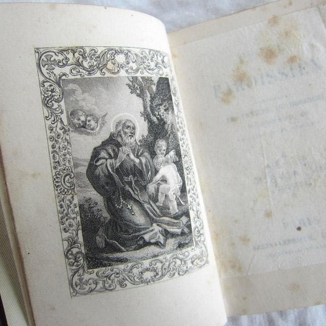 フランスアンティーク 祈祷書 ベルベット 花彫 金具19世紀 聖書