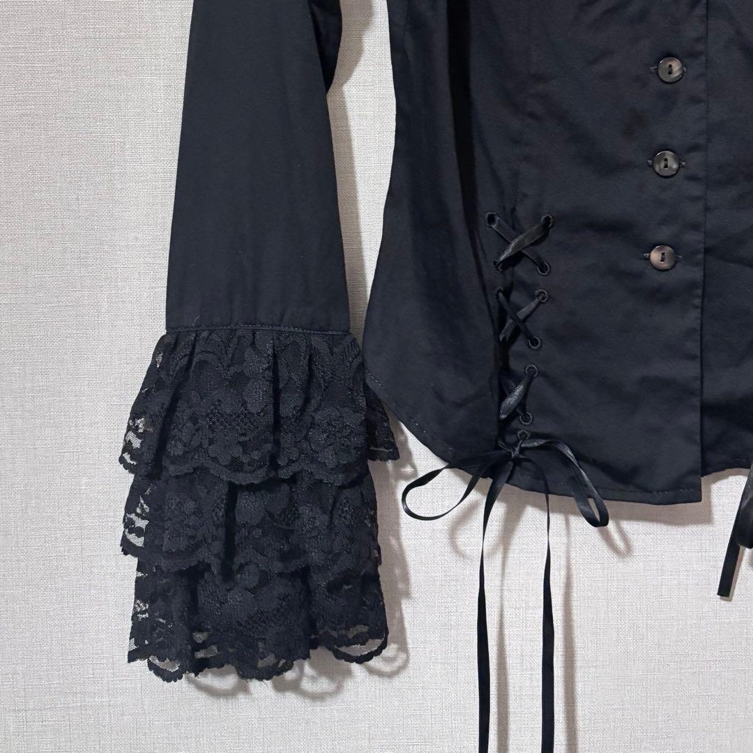 BPN】レース フリル ブラウス ブラック 黒 ブラックピースナウ - メルカリ