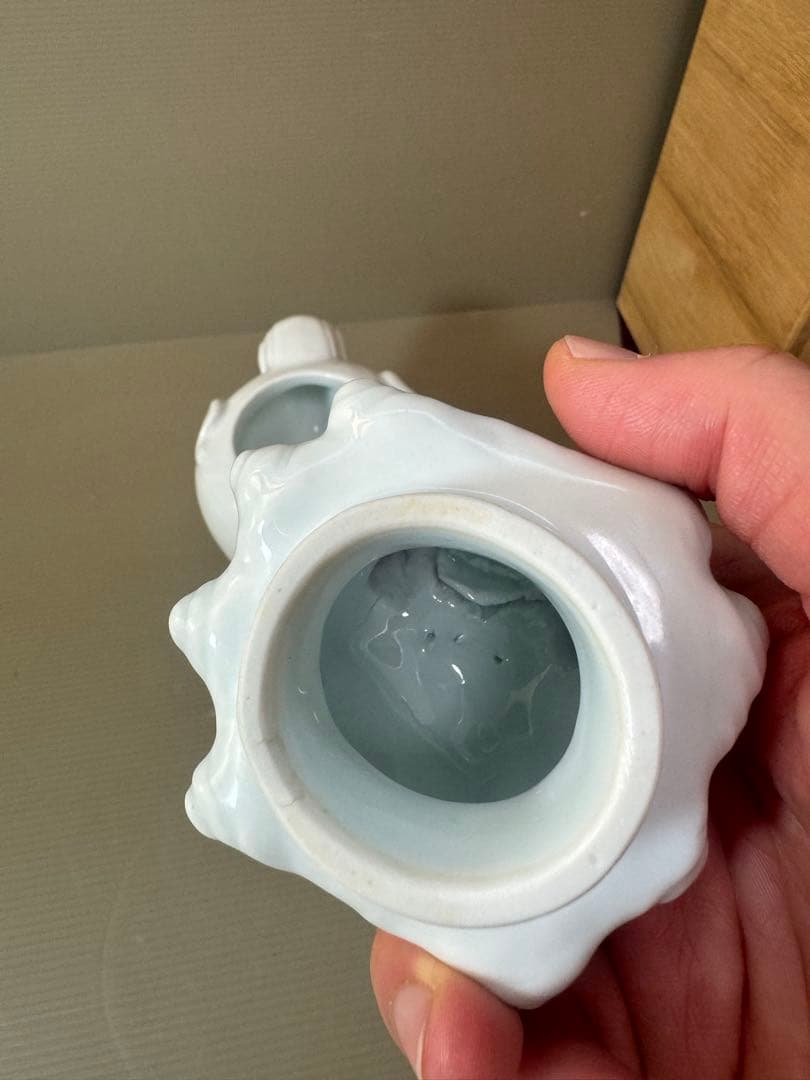 2905 無形文化財 平戸 三川内焼 白磁獅子 香炉 陽山松太郎作