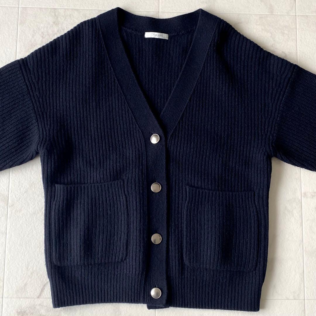 美品.定価2.5万☆プラージュ カシミア 畔編み Vネックカーディガン