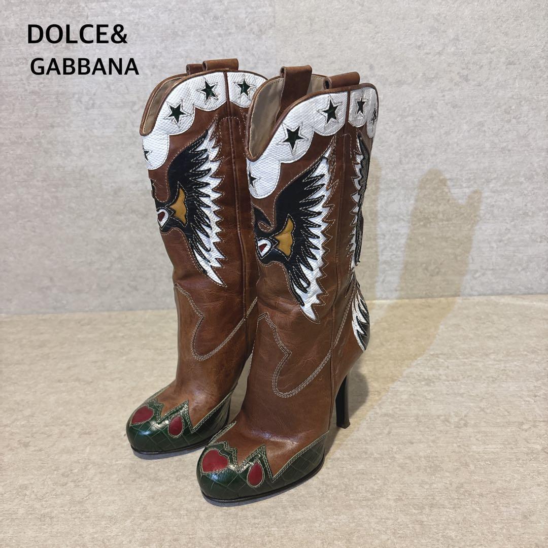 希少 DOLCE&GABBANA ドルチェ&ガッパーナ ウエスタンブーツ DOLCE&GABBANA - ドルガバ／DOLCE＆GABBANA ウエスタンブーツ シューズ