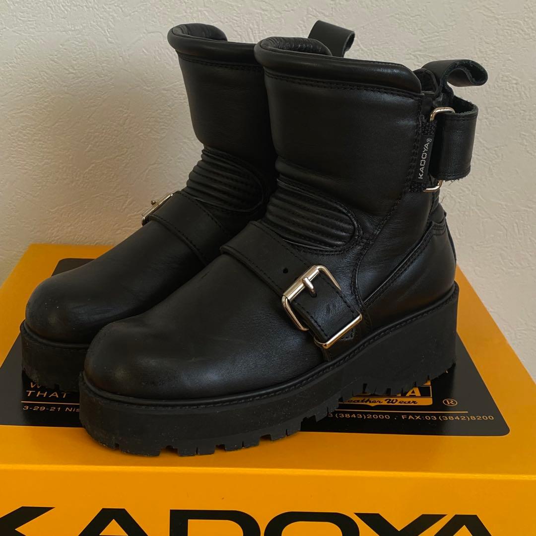 KADOYA カドヤ バイクブーツ 22.5cm 黒　厚底ブーツ