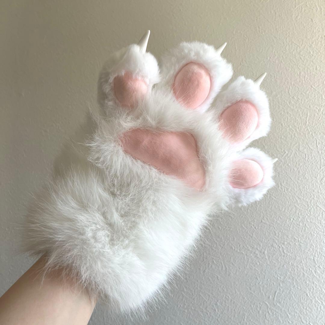猫手袋 白猫 爪あり ケモノ 着ぐるみ - メルカリ