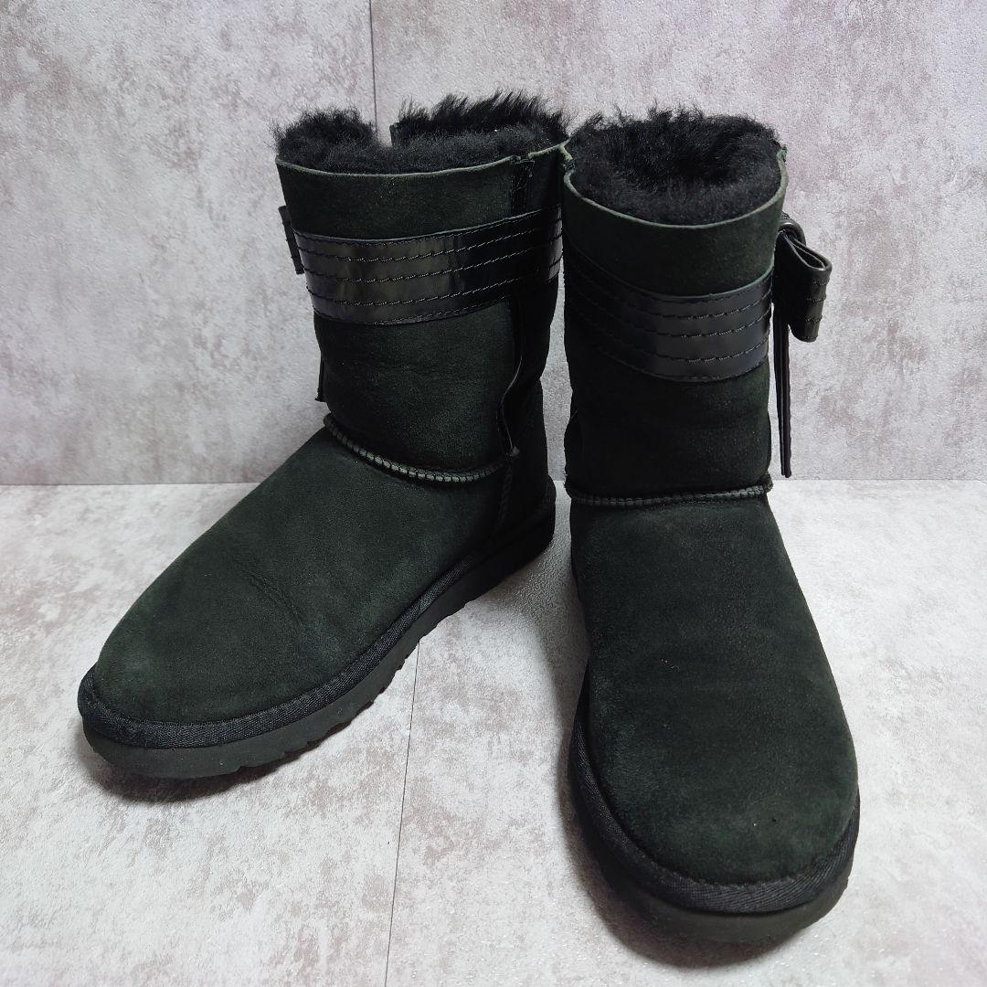 美品 UGG ムートンブーツ サイドリボン ハワイ限定モデル 24cm 黒
