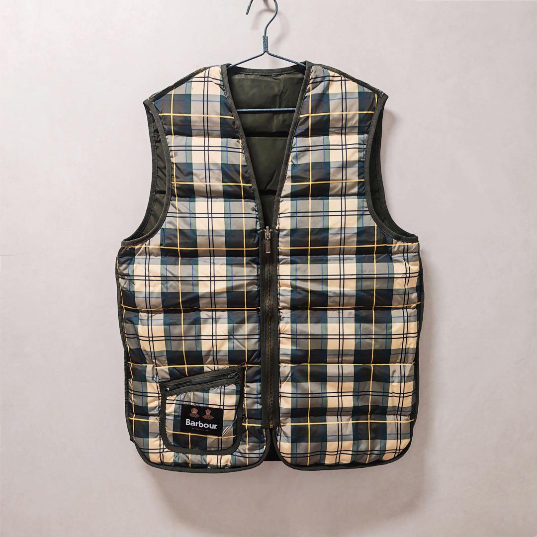 バブアー リバーシブル ライナー キルティングベスト チェックダウン