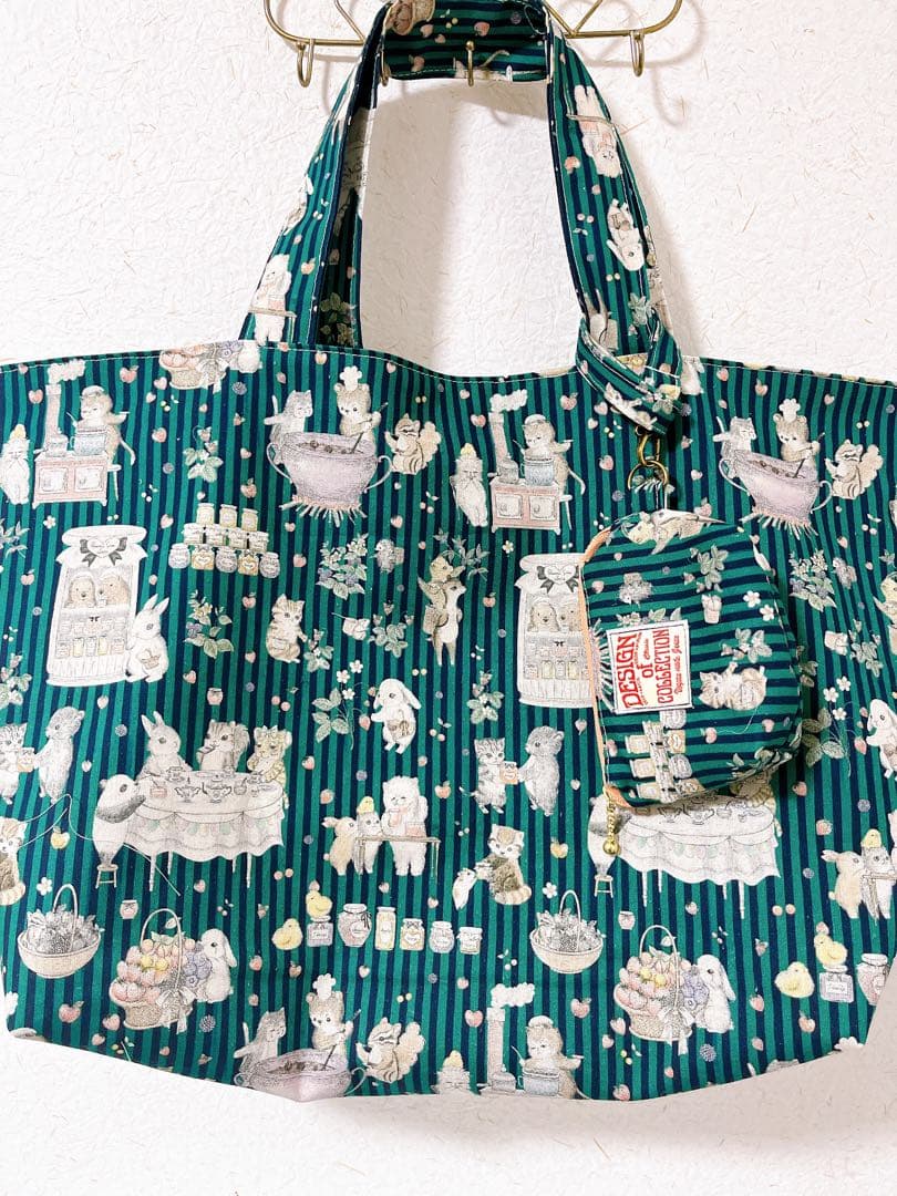 handmade⭐︎マチたっぷりビッグトート⭐︎ポーチ付き⭐︎ユキエモン