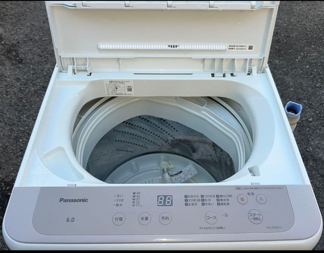 パナソニック 洗濯機 6.0kg 楽ポイフィルター　風乾燥機能付き　2022年製