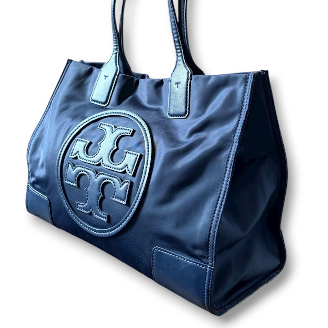 トリーバーチ A4可 肩かけ可 エラ トートバッグ ハンドバッグ ネイビー