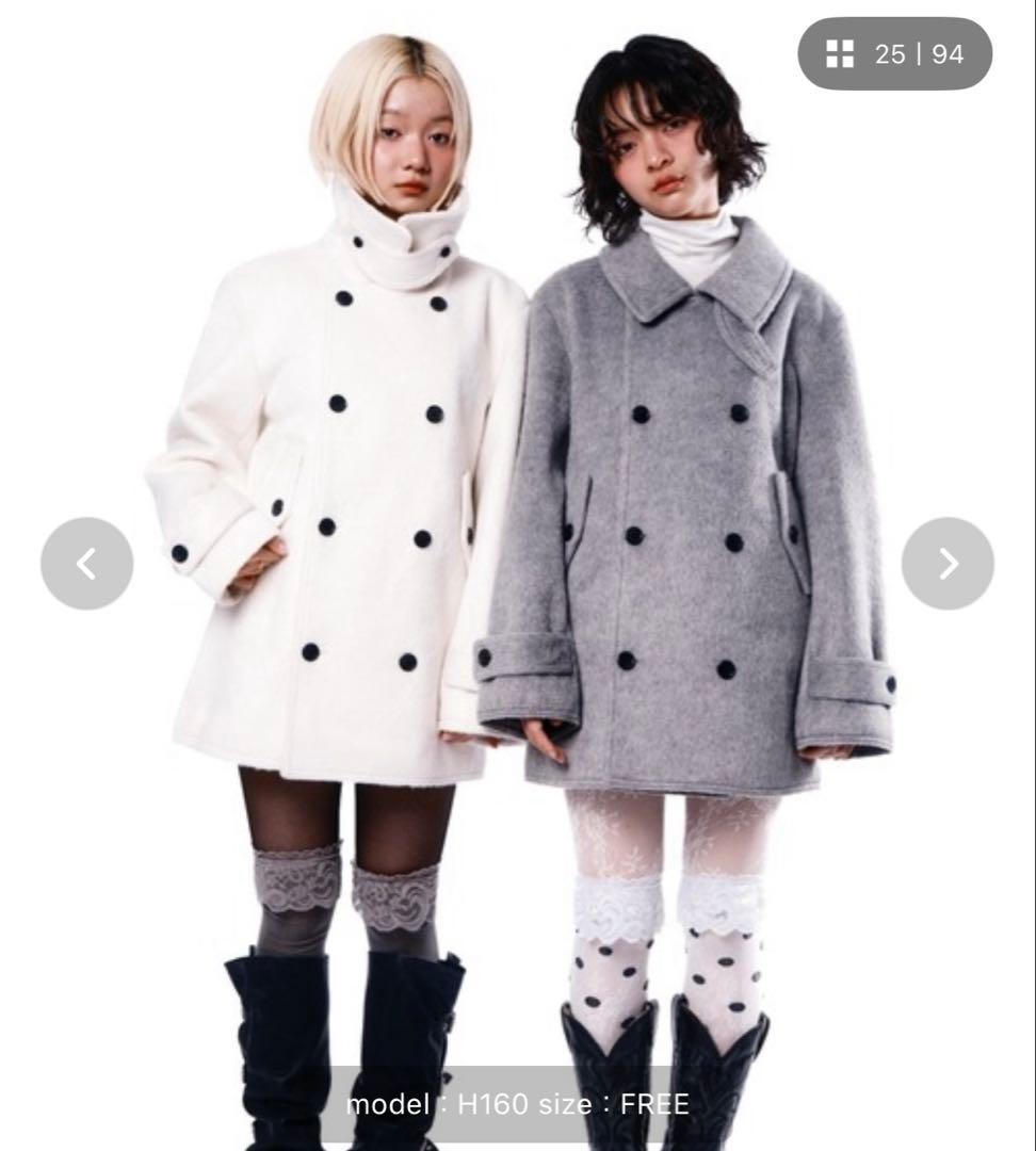 Smyeon ミドルシャギーコート スミョン グレー - メルカリ