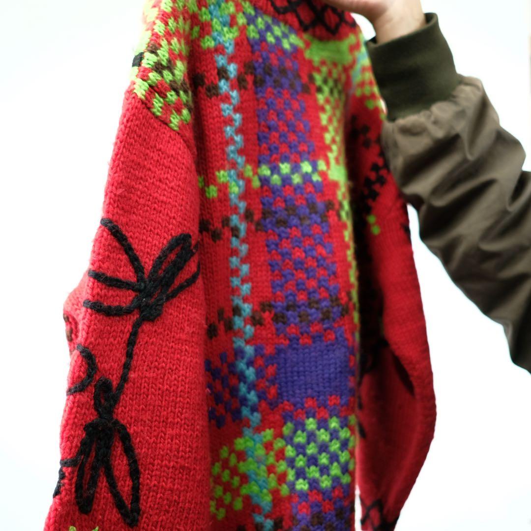 1980s 山本寛斎 KANSAI O2 立体刺繍 ウールニット セーター - メルカリ