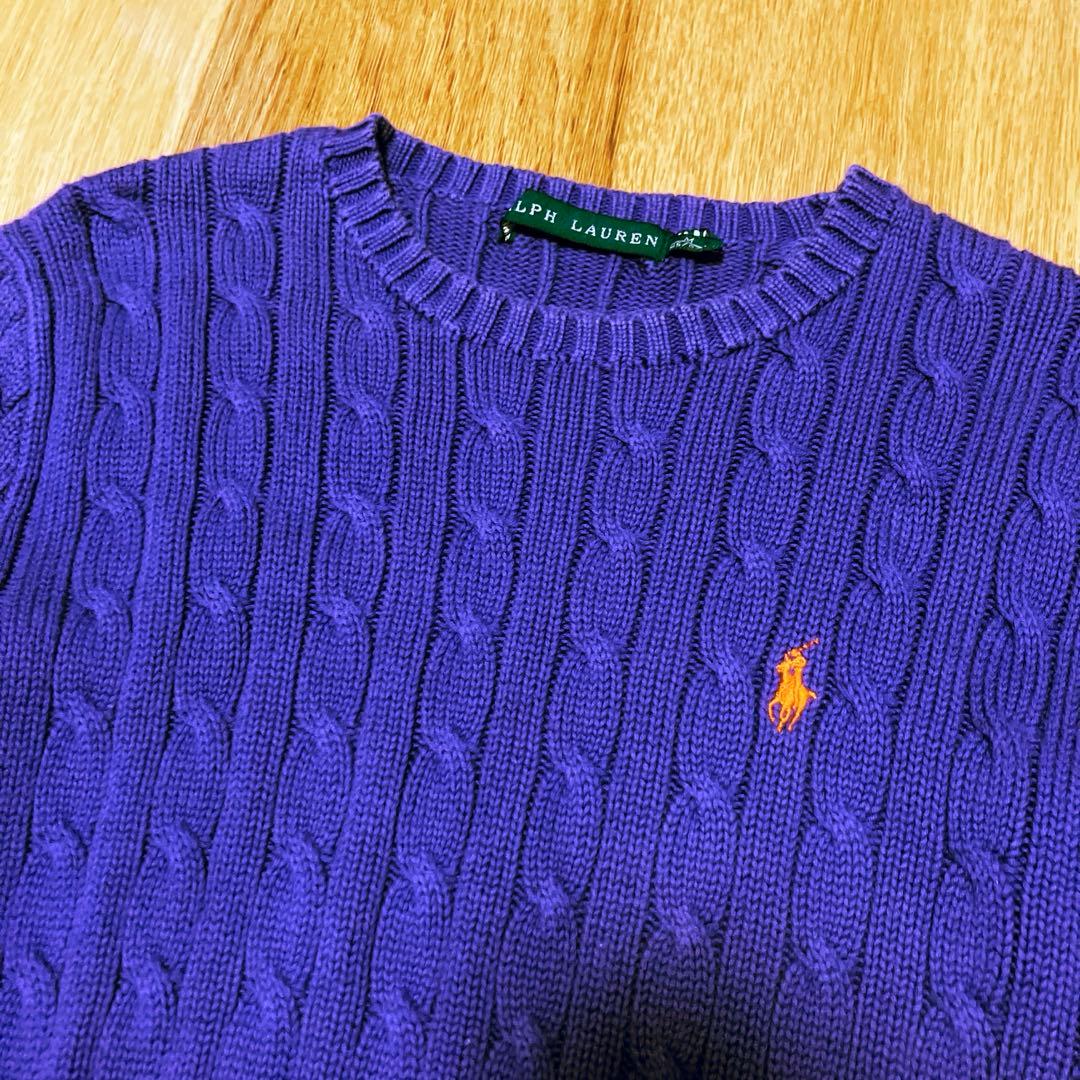 ラルフローレン ケーブルニット パープル 紫 M - メルカリ