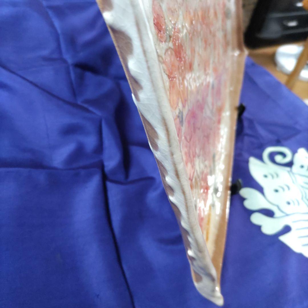 《手捻り、さくらの飾り皿》（長方形大皿）美品、オ―ドブル皿、インテリア1271