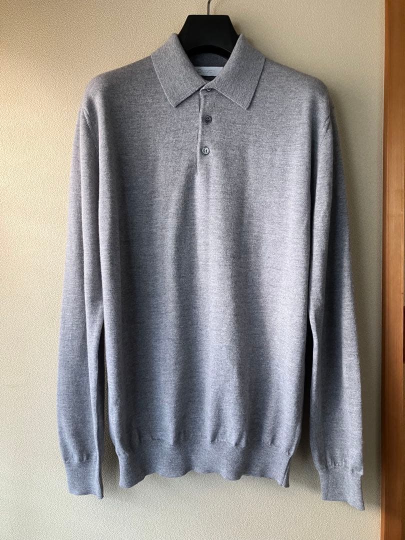 Cruciani ウール 27G ニットポロ 製品染め 長袖 杢グレー 52 Cruciani ウール 27G ニットポロ 製品染め 長袖 杢グレー 52 | 激安