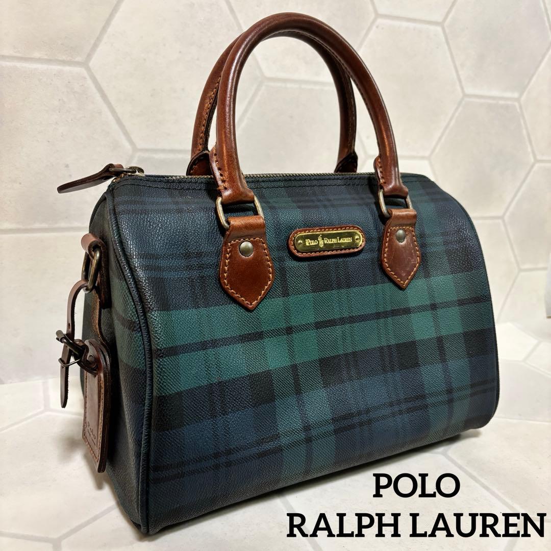 ポロラルフローレン ミニボストンバッグ ブラックチェック柄 ハンドバッグ POLO RALPH LAUREN - ポロラルフローレン POLO RALPH LAUREN バッグ
