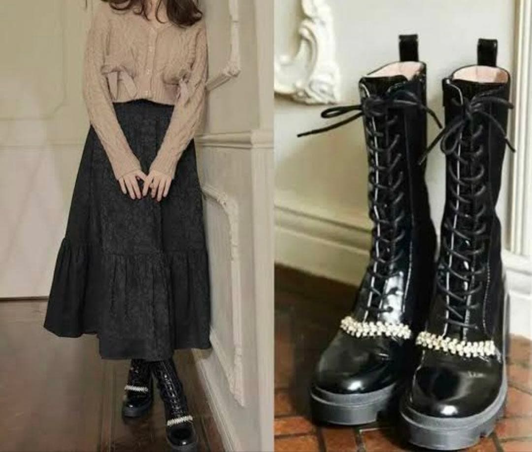 □ herlipto Crystal Lace-Up Ankle Boots - メルカリ