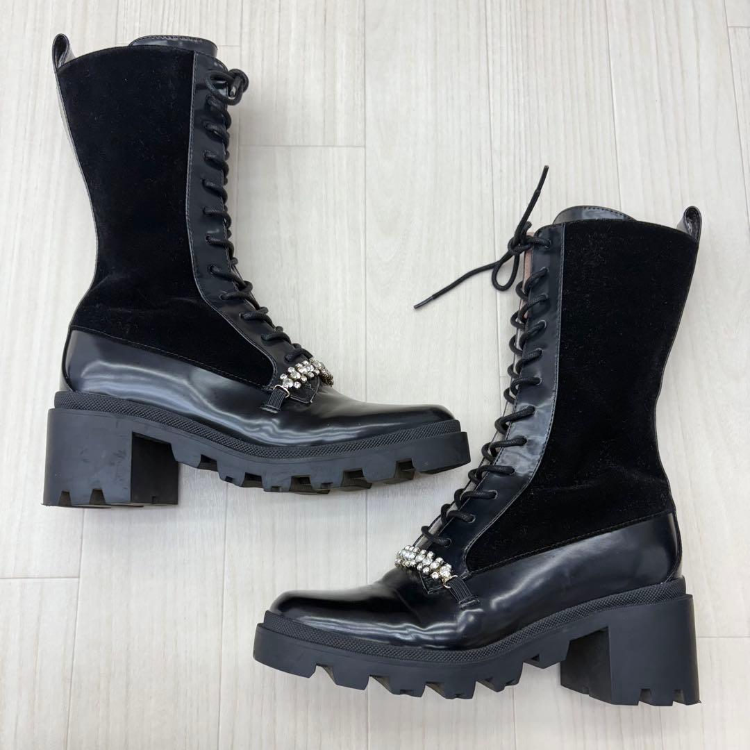 □ herlipto Crystal Lace-Up Ankle Boots - メルカリ