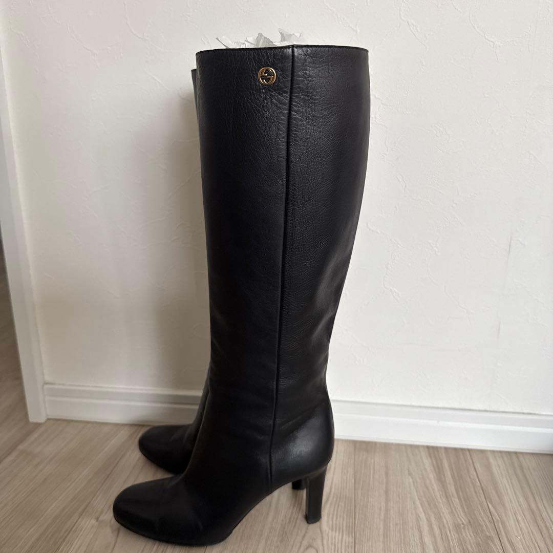 【Ari】GUCCI 黒　ロングブーツ　381/2 24.5cm