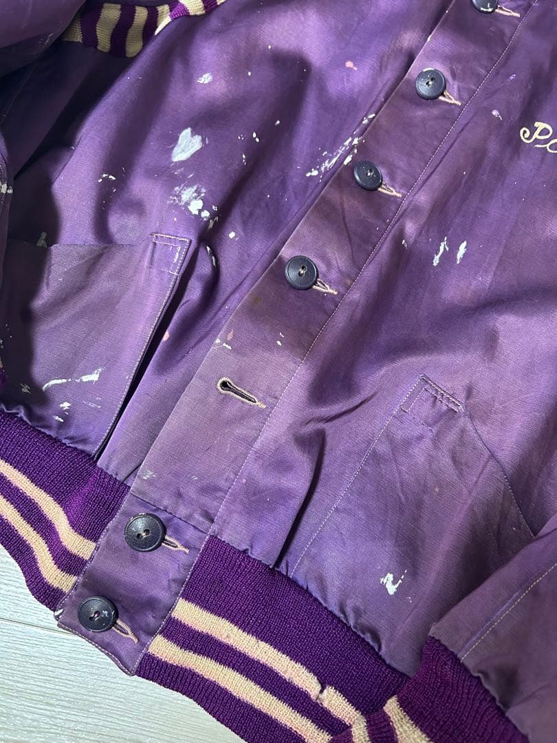 50´s サテンボタスタ スタジャン ボロ