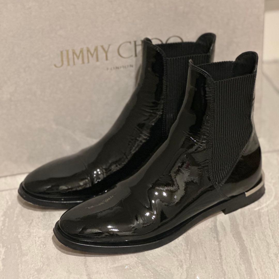 JIMMY CHOOサイドゴア ショートブーツ ブラック 22.5cm - メルカリ