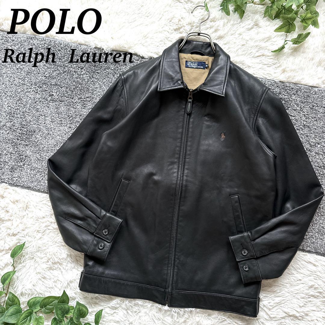 希少 美品 当時物 ラルフローレン ラムレザージャケット ブルゾン M