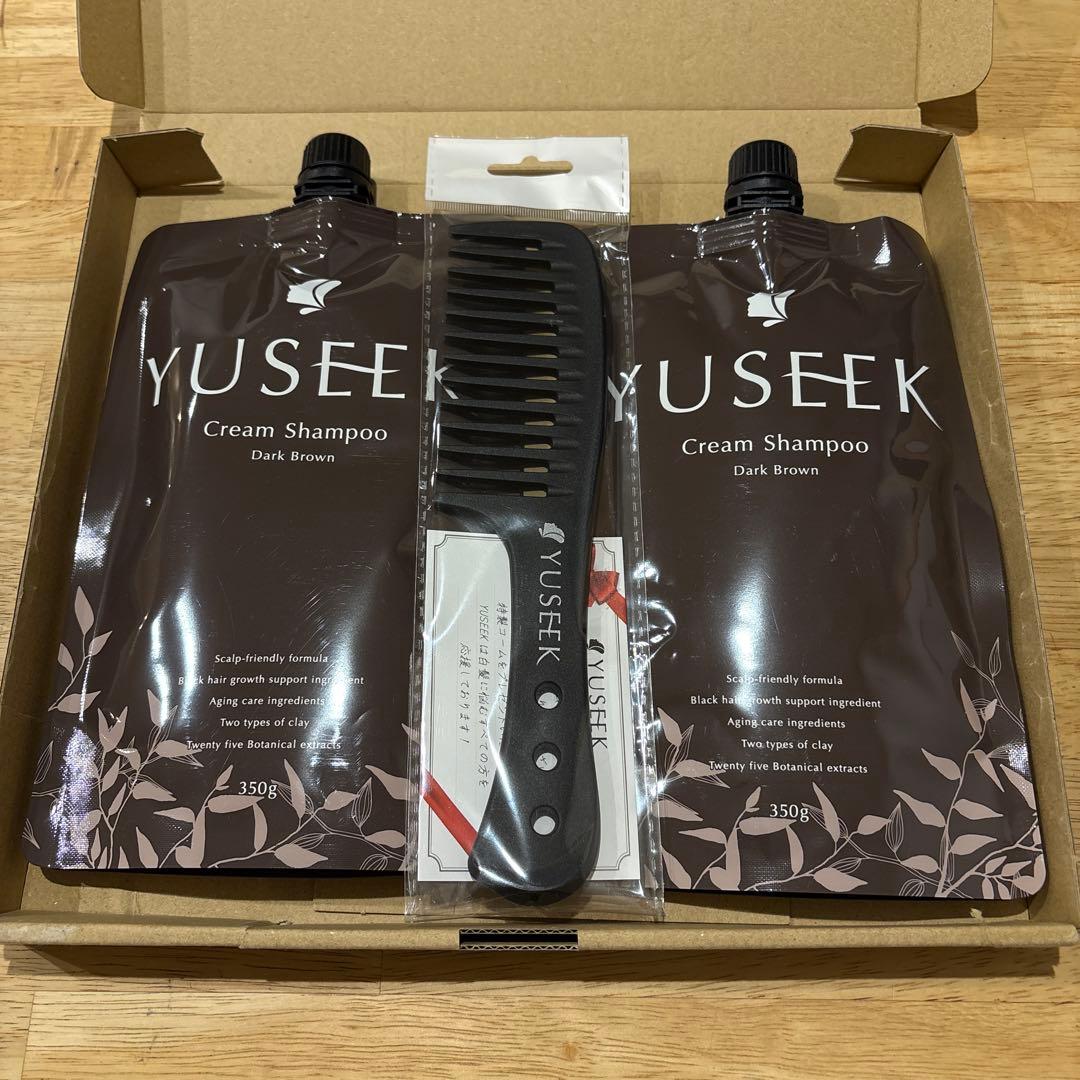 YUSEEK Cream Shampoo ダークブラウン 2本セット YUSEEK ユーシーク シャンプー 350g ダークブラウン 2本 コーム付き