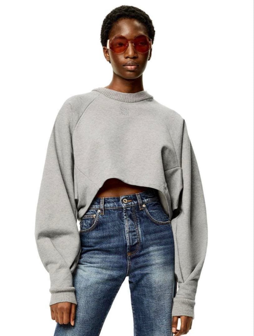 LOEWE ロエベ アナグラム刺繍 クロップド スウェット トレーナー XS