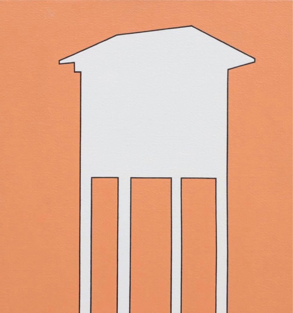 柚口康二 ポップ・アート キャンバス アクリル画 「百葉箱」　約45×27cm