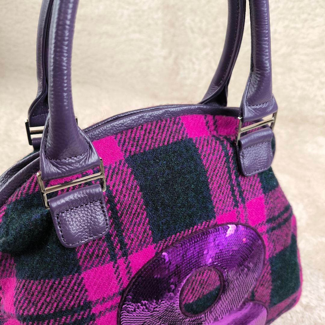 希少】muta × ハリスツイード 8バッグ ハンドバッグ スパンコール 紫