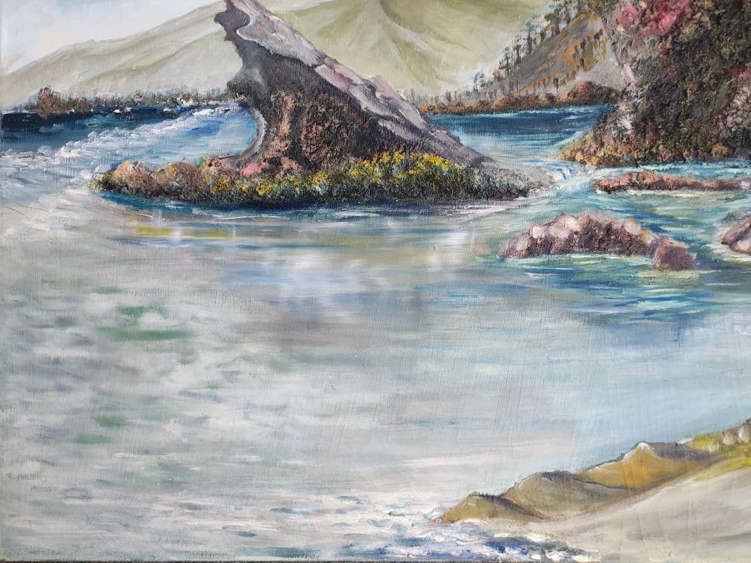 F50号 大型原画】日豊海岸 油彩画「秋-海辺の想」宮崎 大分 風景画