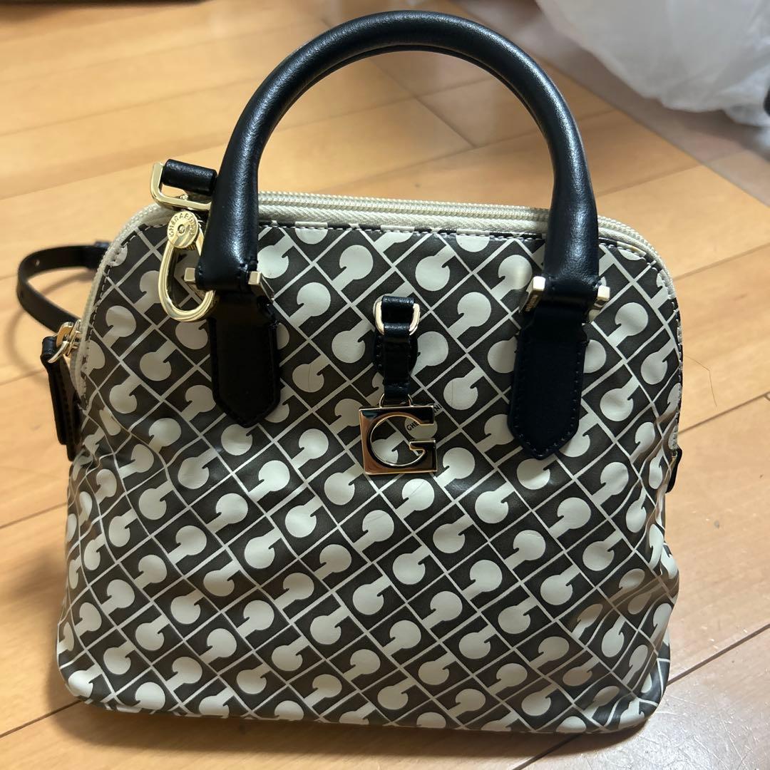 GHERARDINI ロゴプリント ショルダーバッグ アイボリー/ブラック