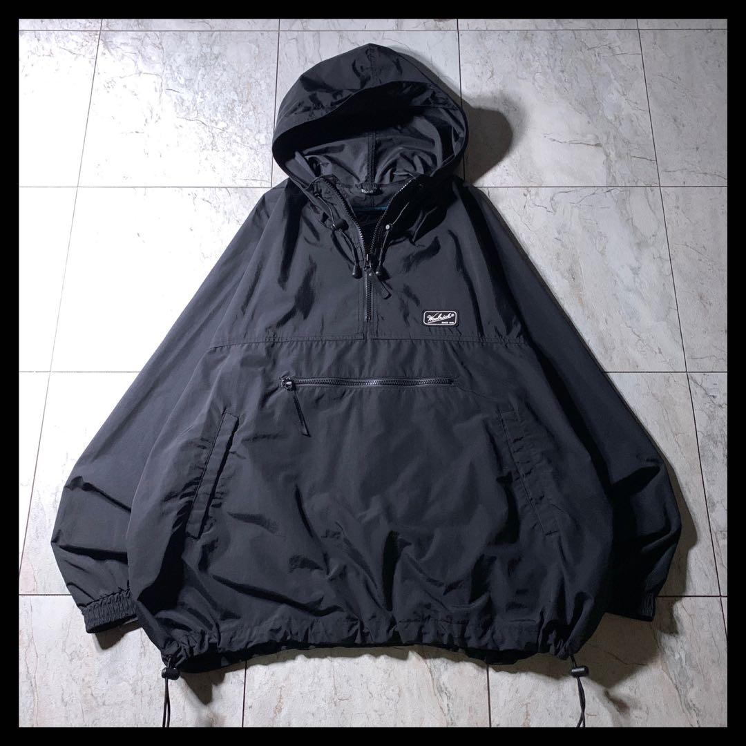 90s 00s WOOLRICH ナイロン アノラックパーカー 黒 ドローコード 90s 00s WOOLRICH ナイロン アノラックパーカー 黒 ドローコード