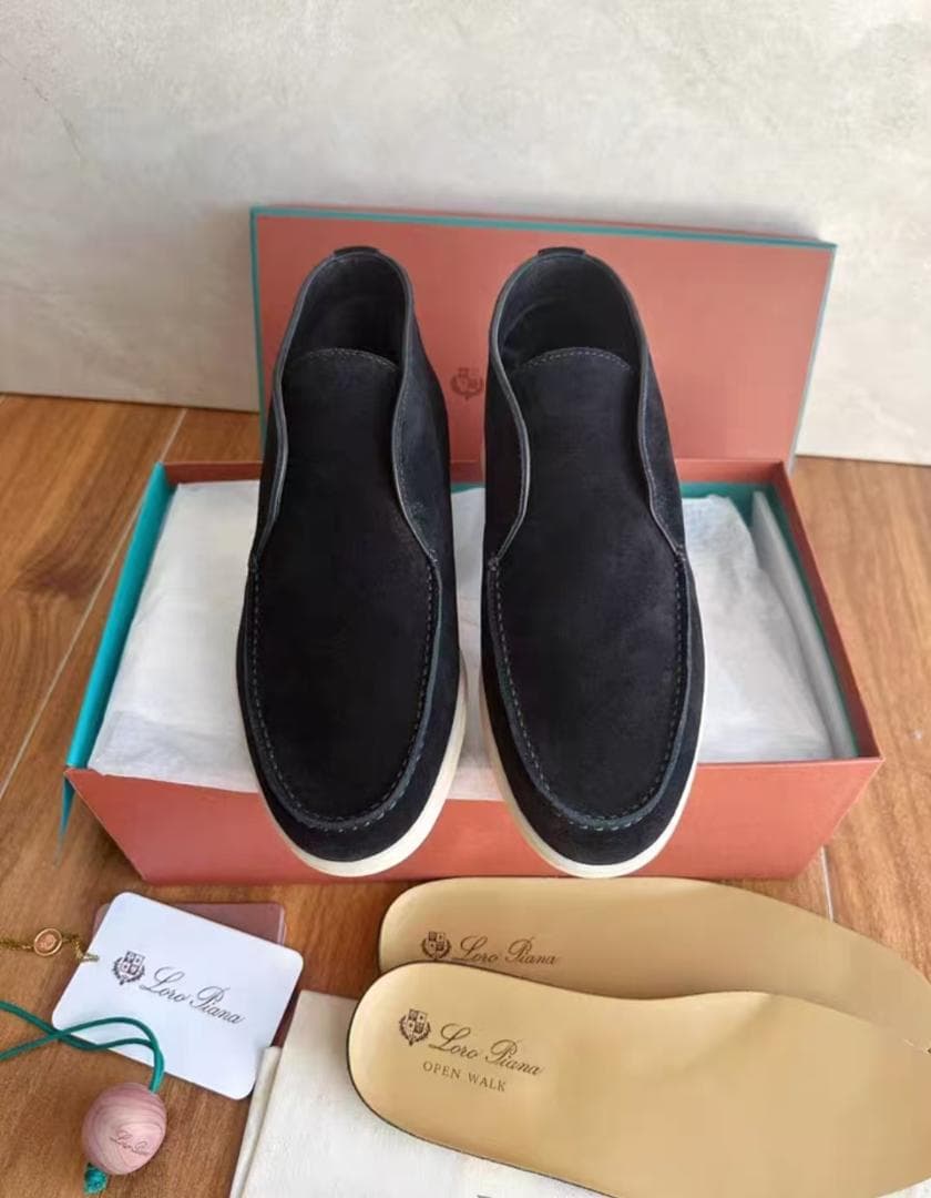 Loro piana ブラックスエードモカシン 41 サマー・ウォーク・モカシン スエード ブラック | ローファー ロロ