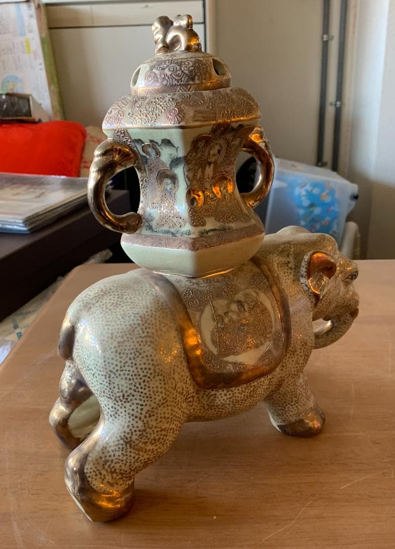 Yuki_Tanaka I'香炉 金襴手 細密 金彩 一対 2 頭 現状品