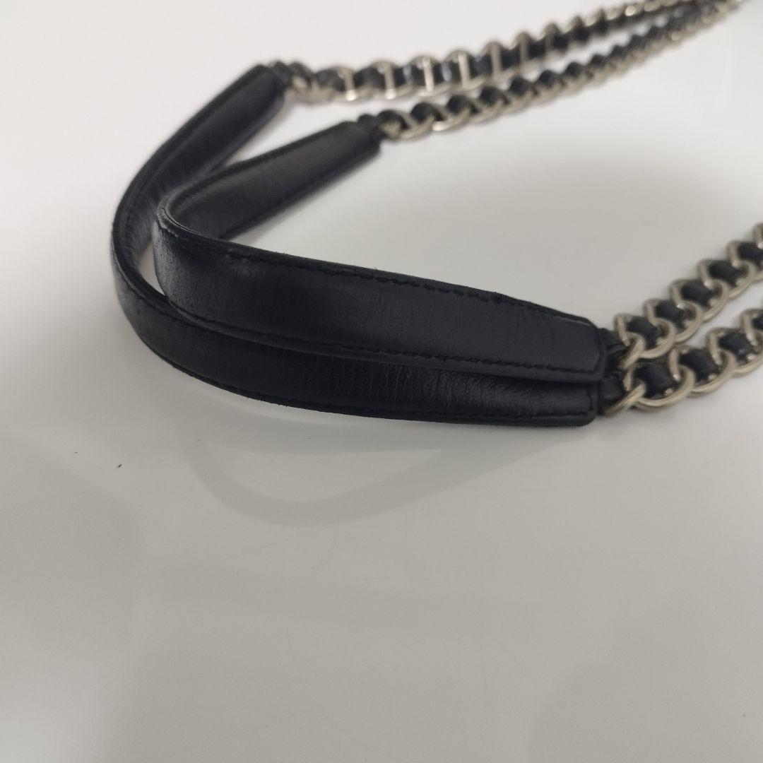 美品☆ プラダ シルバーチェーン ショルダーバッグ ナイロン 三角ロゴ