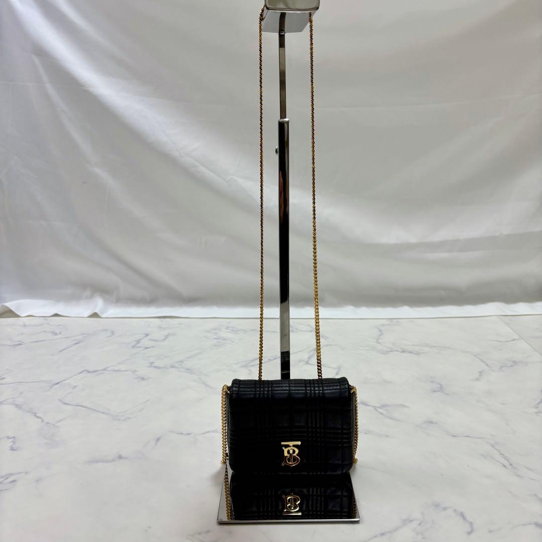 極美品 BURBERRY TBロゴ キルティングレザー チェーンショルダーバッグ