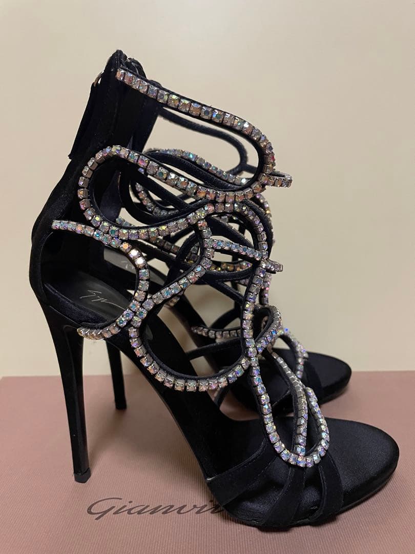 美品 ジュゼッペザノッティ スワロフスキー ブーツサンダル 37 - メルカリ