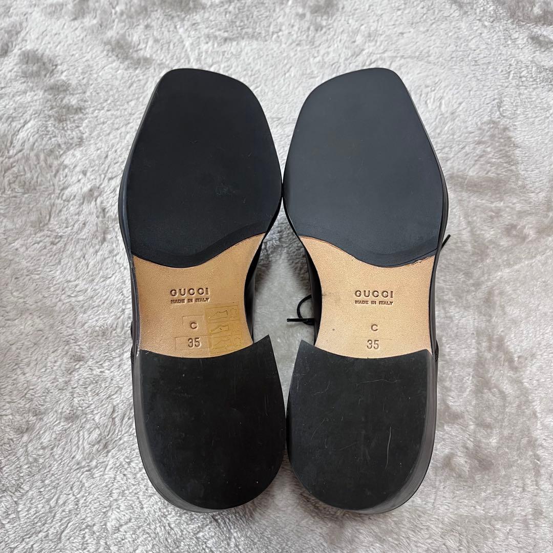 極美品 グッチ レザー スクエアトゥ レースアップ シューズ 革靴