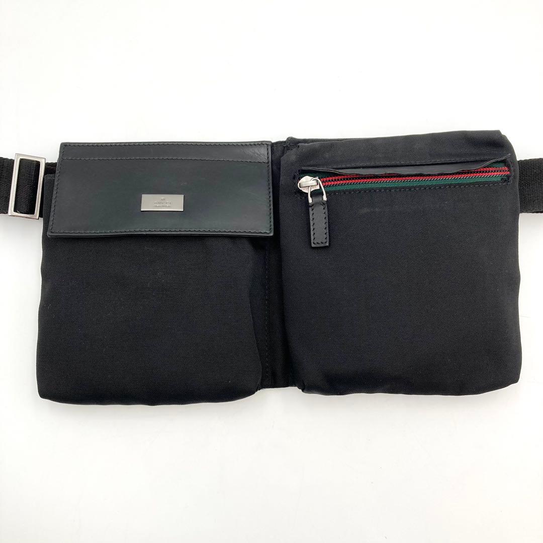 激レア！極美品✨ GUCCI ボディバッグ ナイロン 黒 シェリーライン ロゴ