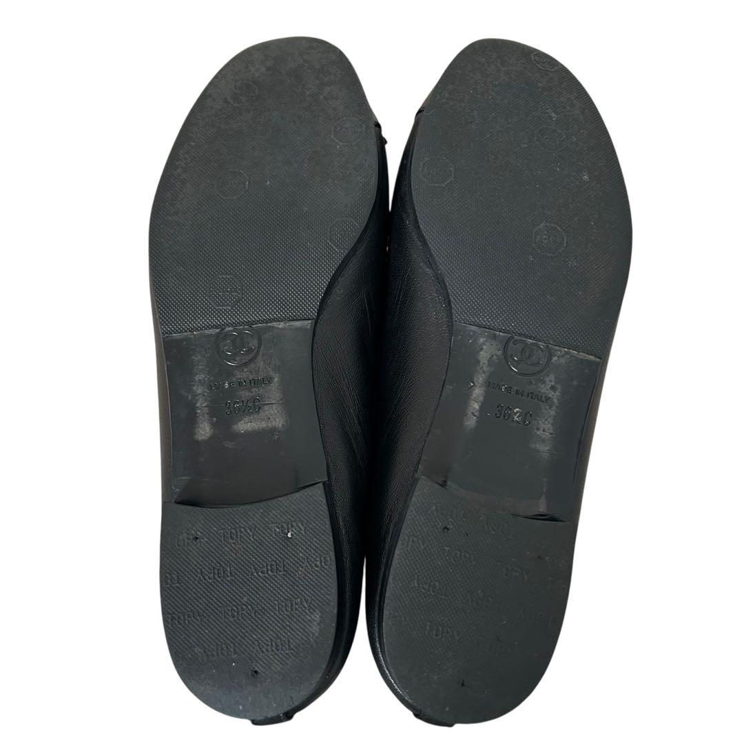 CHANEL シャネル フラットシューズ ココマーク 黒 23.5cm 36.5