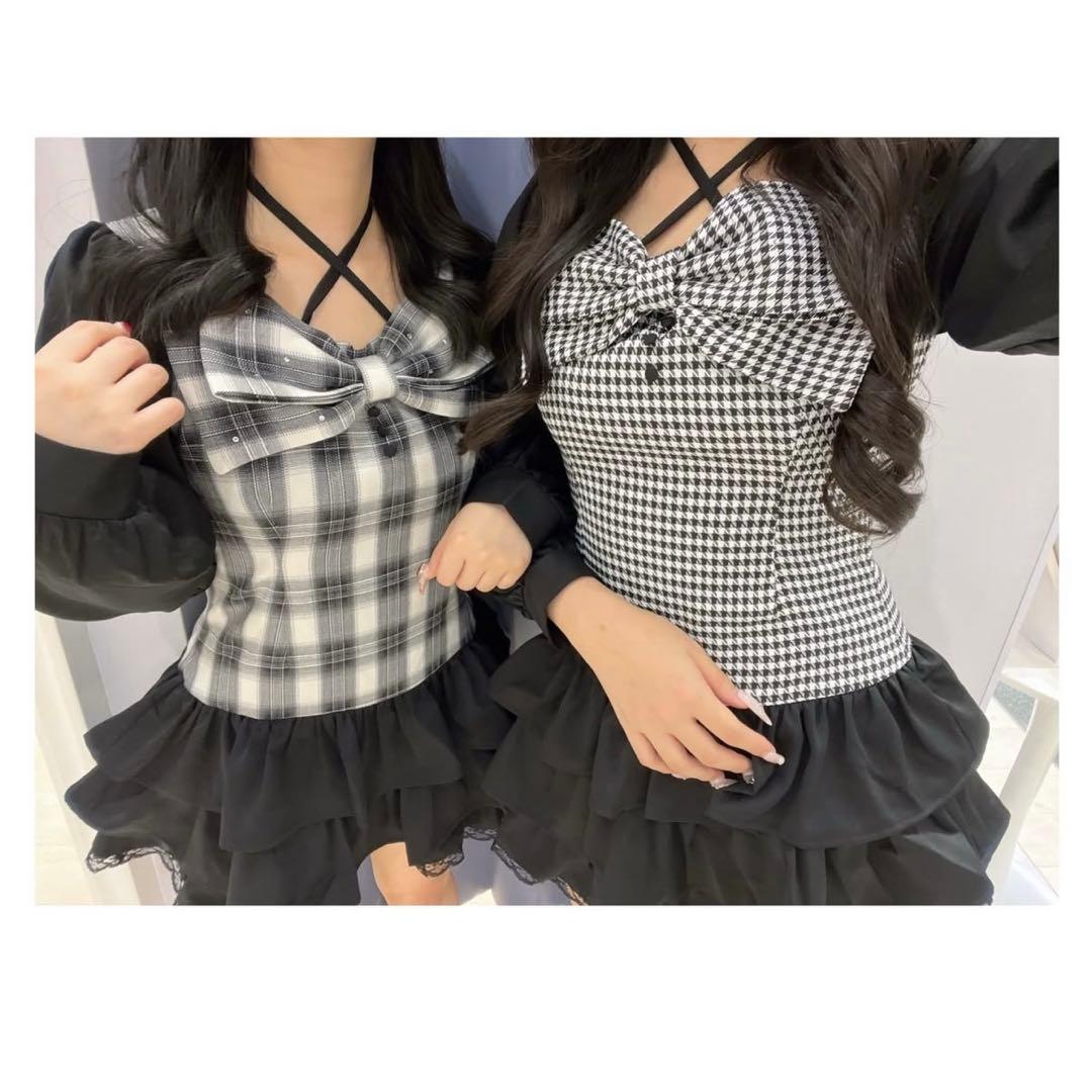 evelyn♡ティアードリボンOP 原宿限定 千鳥柄 - メルカリ