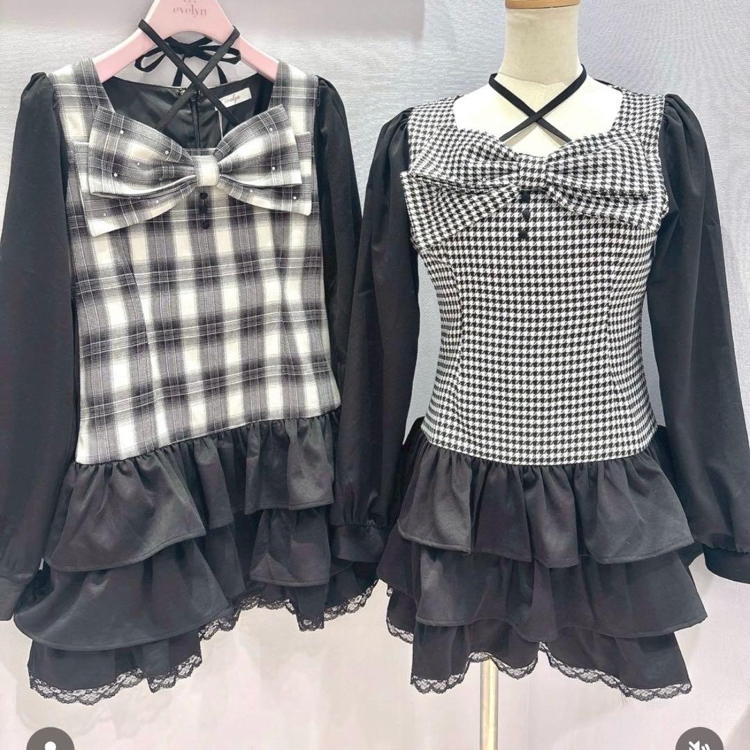 evelyn♡ティアードリボンOP 原宿限定 千鳥柄 - メルカリ