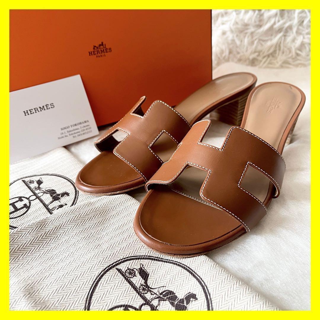 HERMES サンダル オアジス ブラウン レザー 37 H型 24cm - メルカリ