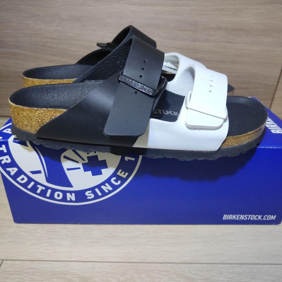 新品未使用37(23.5〜24.0cm)ビルケン アリゾナスプリット黒×白