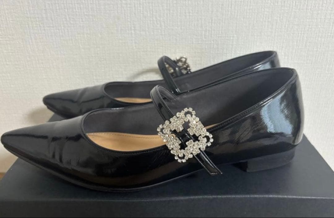 ohga オーガ ビジュー 22.5センチ BLKブラック メリージェーン