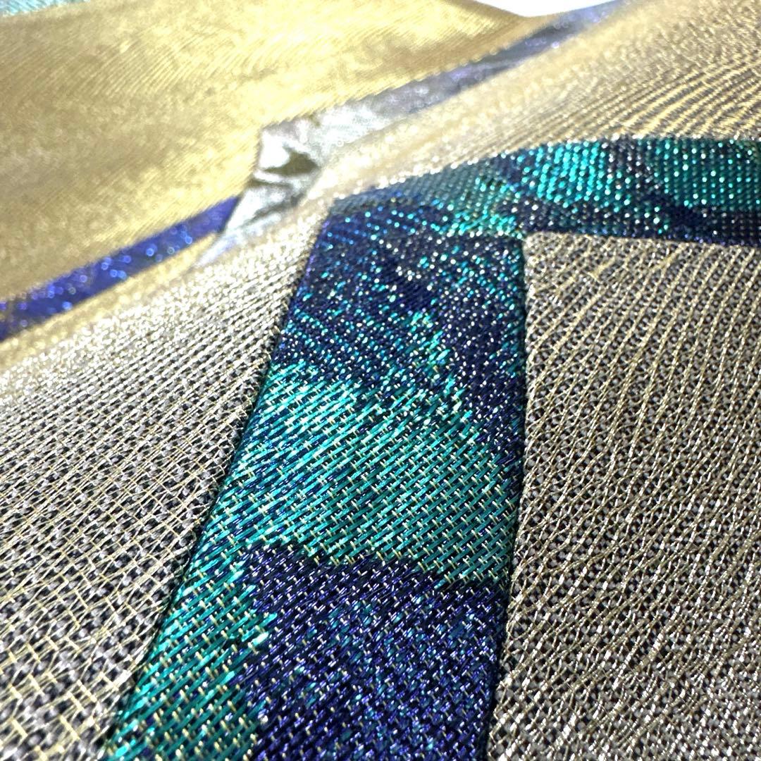 帯6325 ○高級 正絹 佐波理綴 織の宝石 ダイヤモンドカット 袋帯 きり