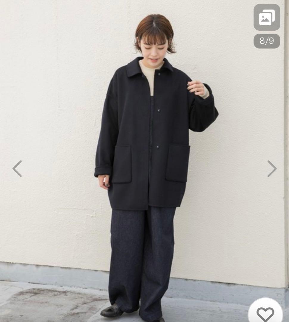 かぐれ ウールステンカラーショートコート アーバンリサーチ ネイビー