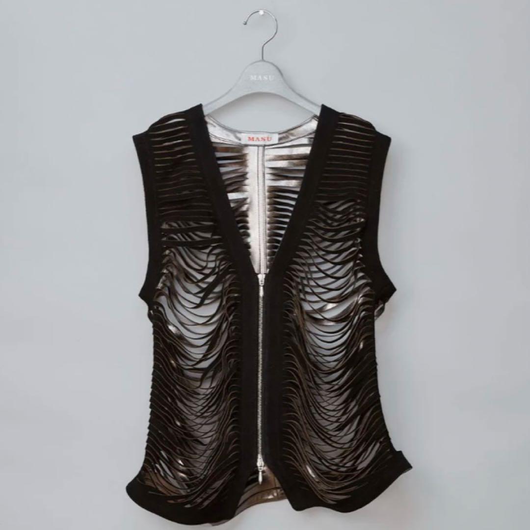 トップス MASU SHREDDER LEATHER VEST(BLACK) 48 MASU(エムエーエスユー)のSHREDDER LEATHER VEST BLACKの通販｜PALETTE